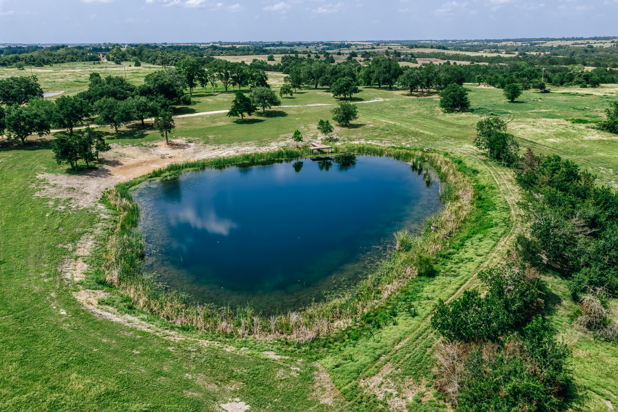 Wide aerial of The Clearing property